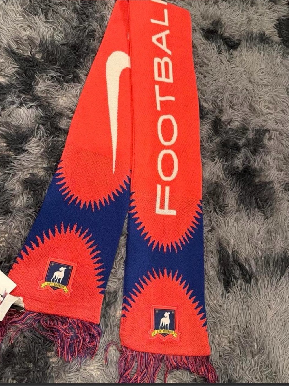 Nike Red and Blue Football Scarf with Swoosh
